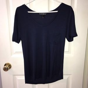 Navy Blue Plunging Top